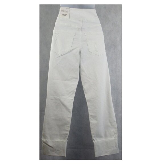 INC Women's Mid-Rise Straight-Leg Distressed Pull-On Jeans, White, 6 / 28 Waist - Picture 2 of 2